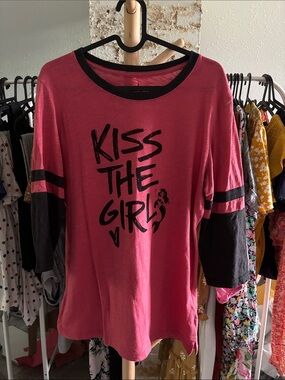Red “Kiss The Girls" Graphic Tee with Black Accents